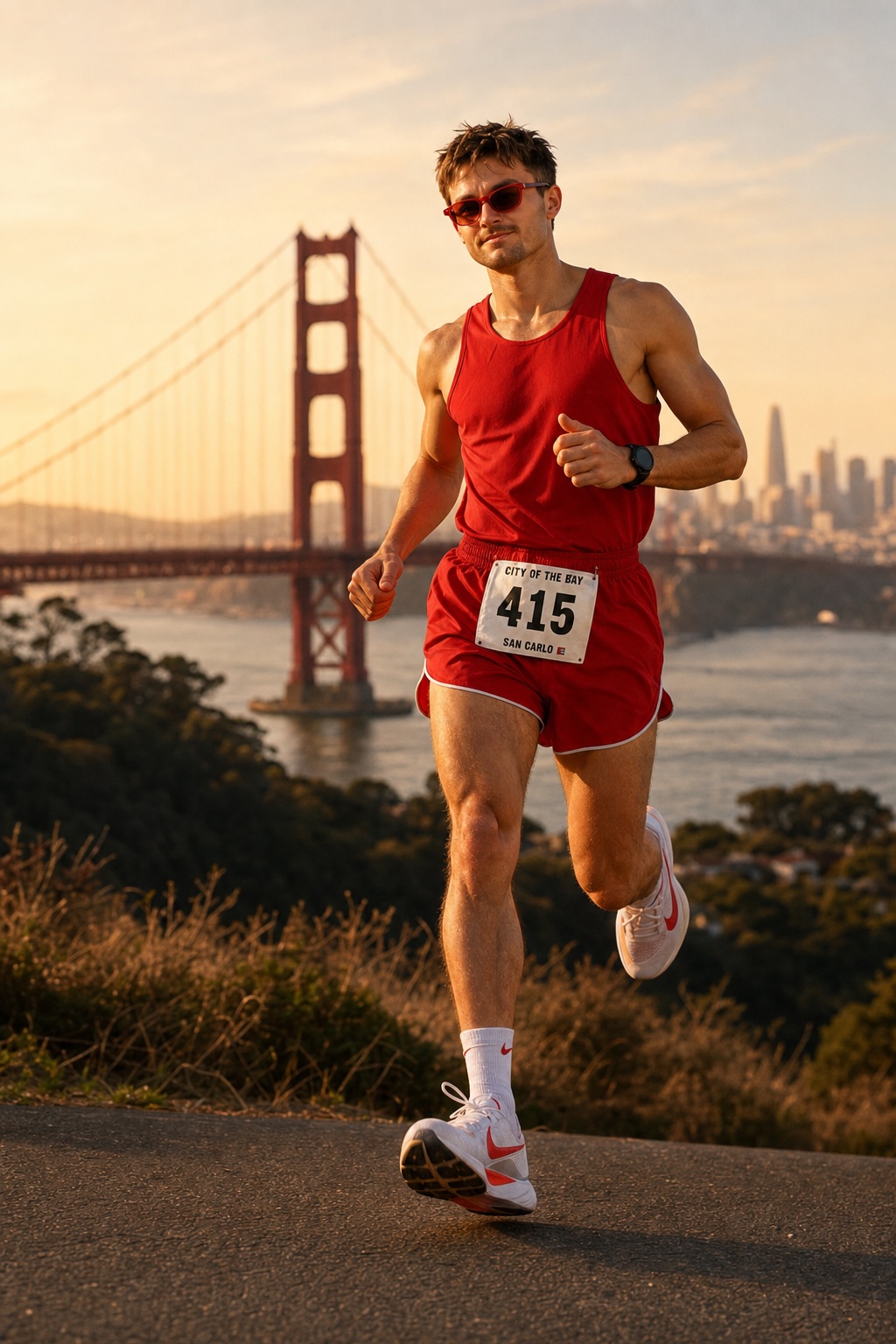 Tijs running at the Golden Gate Bridge